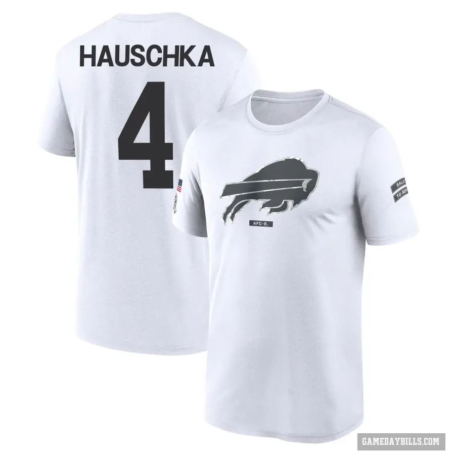 Youth ＃4 Stephen Hauschka Buffalo Bills White 2024 Salute to Service Performance T-Shirt