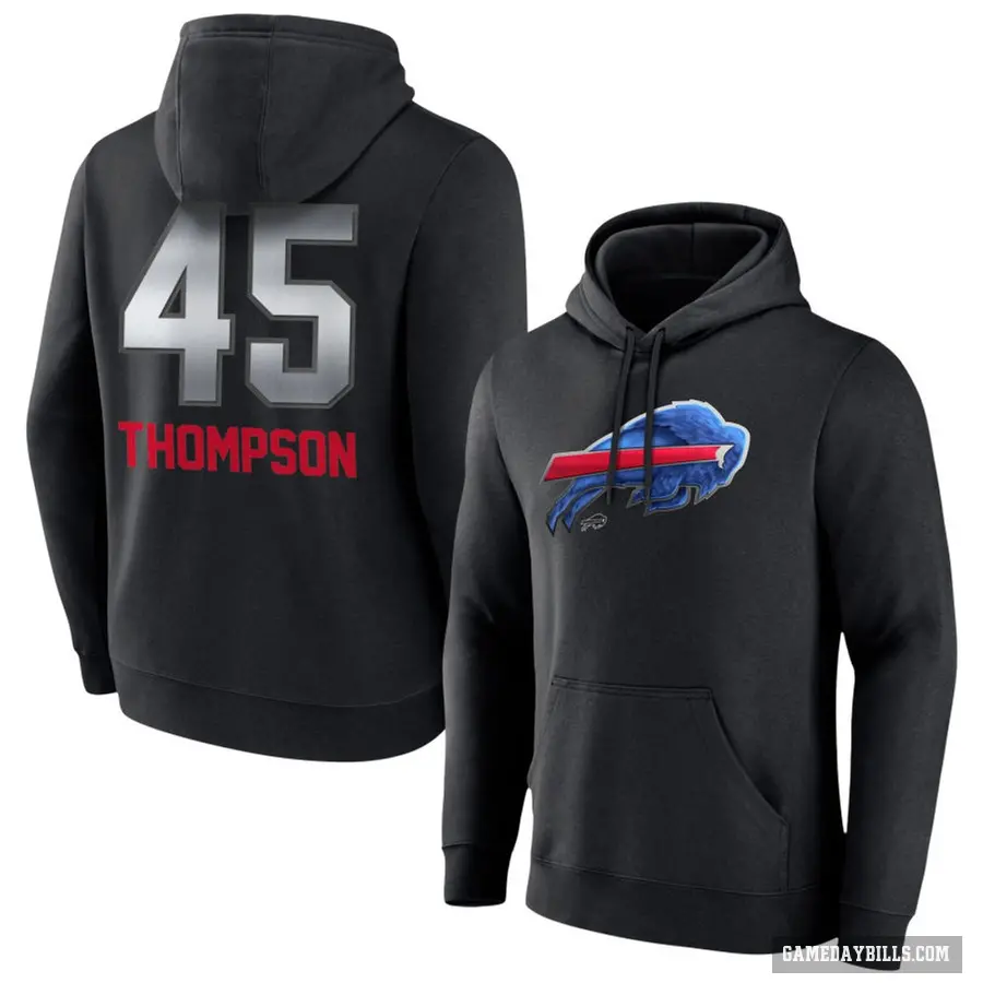 Youth ＃45 Shaq Thompson Buffalo Bills Black Midnight Mascot Pullover Hoodie