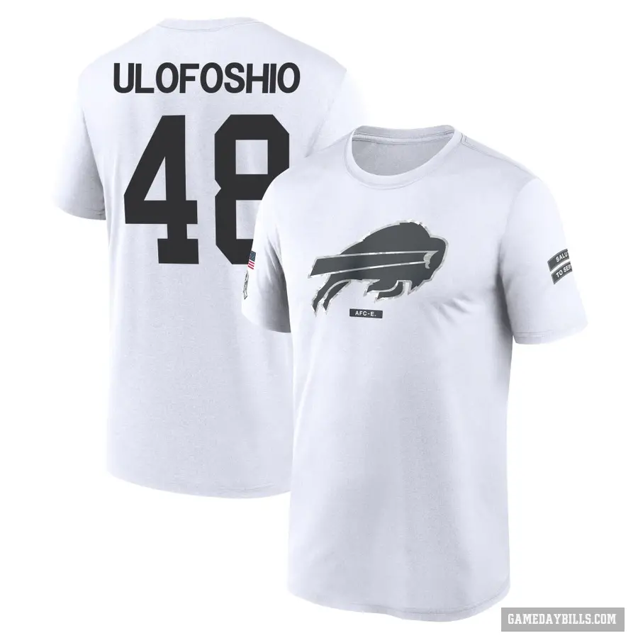 Youth ＃48 Edefuan Ulofoshio Buffalo Bills White 2024 Salute to Service Performance T-Shirt