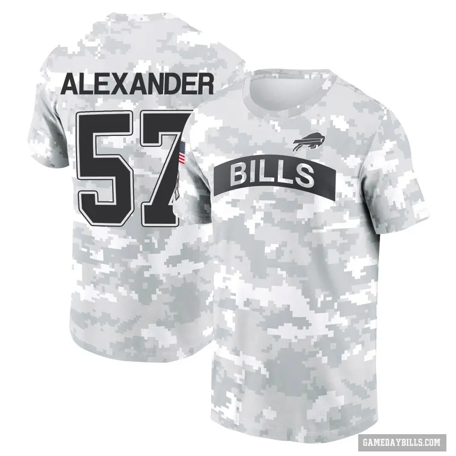Youth ＃57 Lorenzo Alexander Buffalo Bills Camo Arctic 2024 Salute to Service Performance T-Shirt