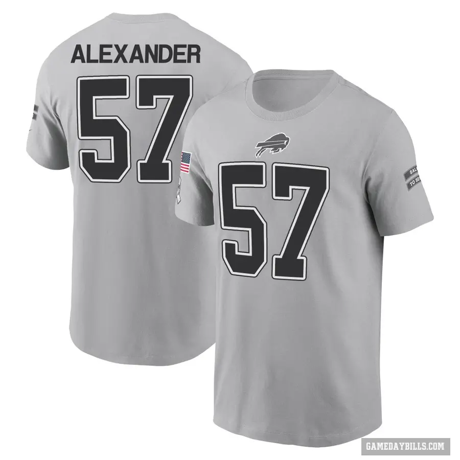 Youth ＃57 Lorenzo Alexander Buffalo Bills Gray 2024 Salute to Service T-Shirt