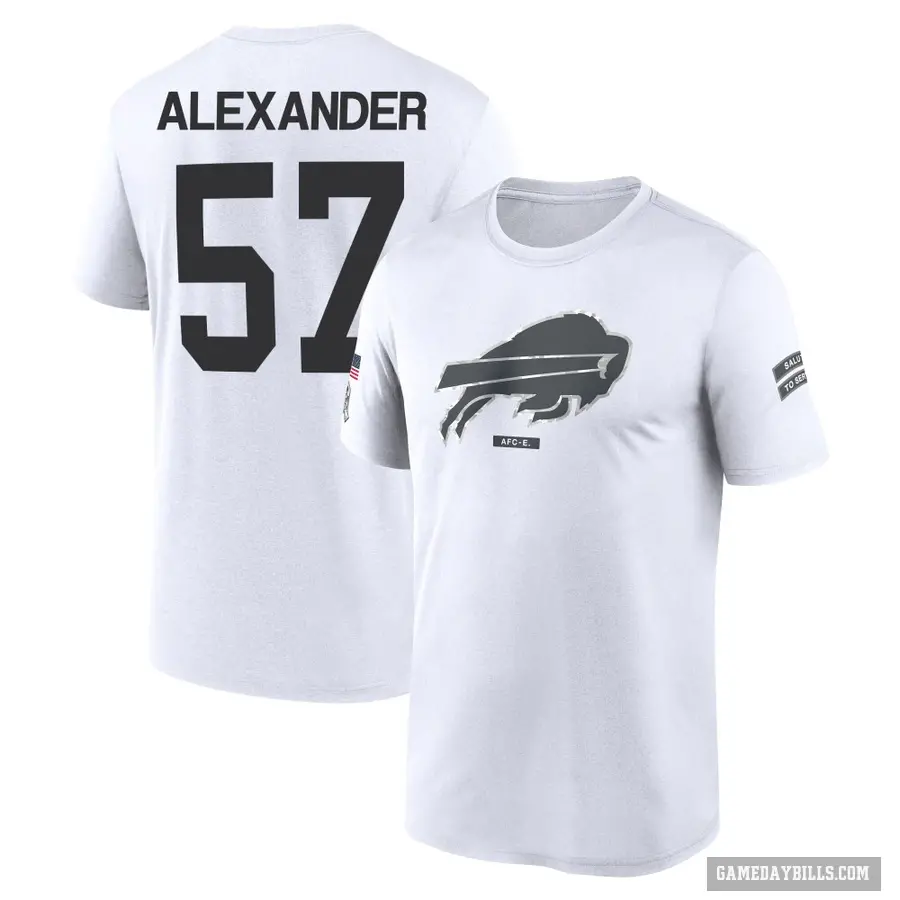 Youth ＃57 Lorenzo Alexander Buffalo Bills White 2024 Salute to Service Performance T-Shirt