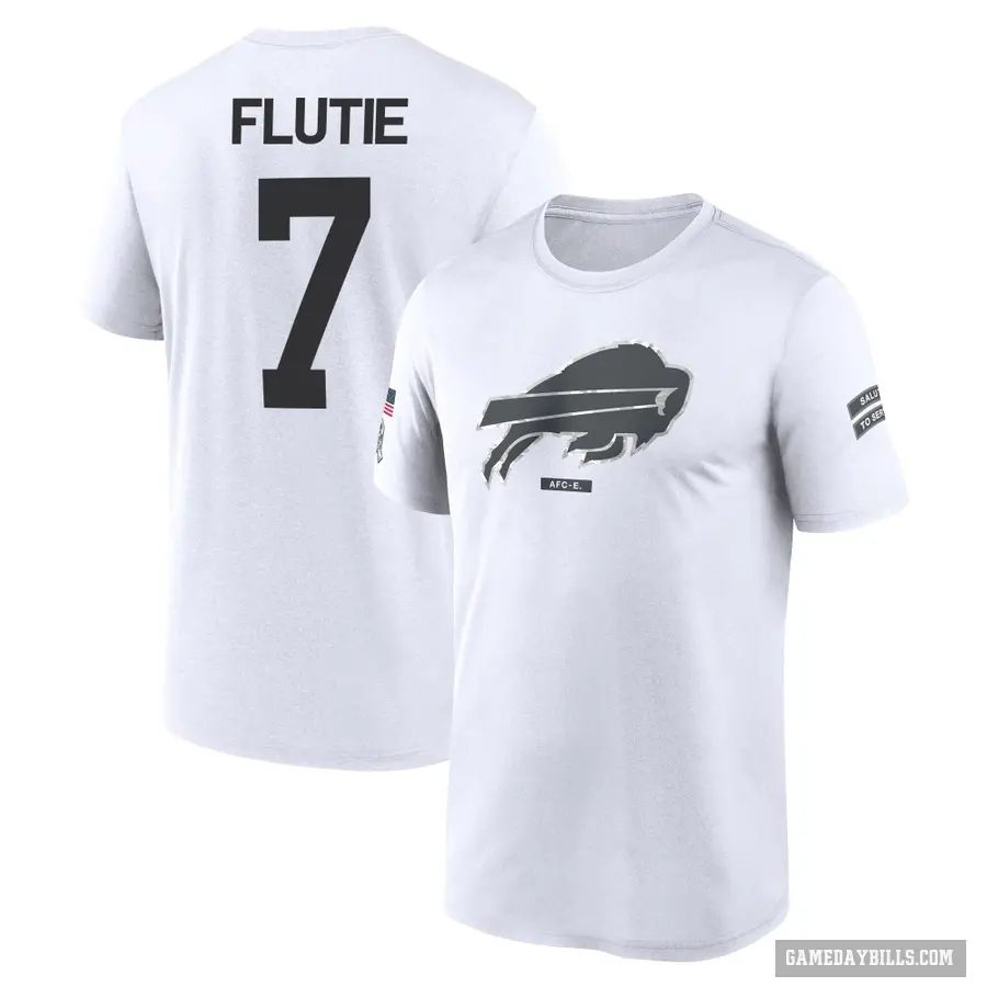 Youth ＃7 Doug Flutie Buffalo Bills White 2024 Salute to Service Performance T-Shirt