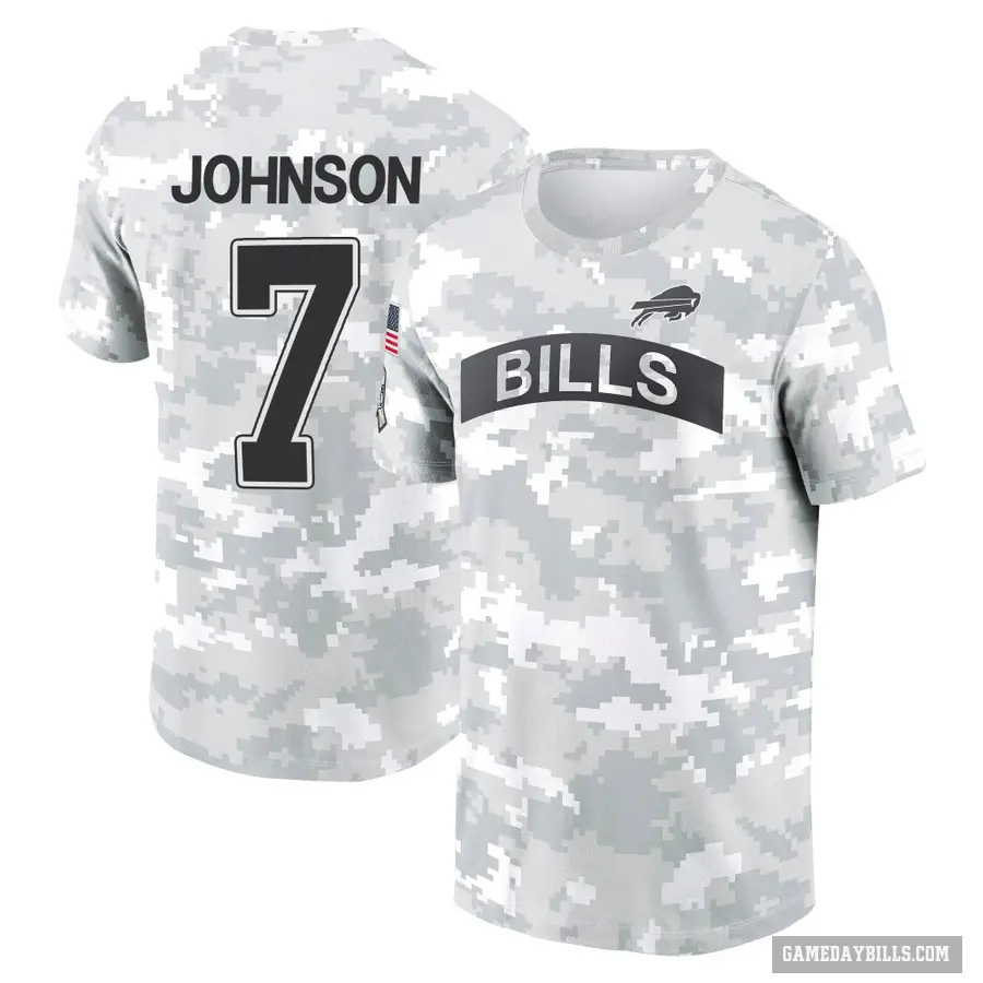Youth ＃7 Taron Johnson Buffalo Bills Camo Arctic 2024 Salute to Service Performance T-Shirt