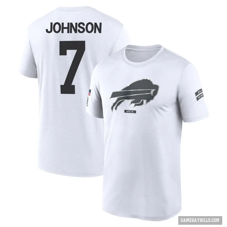 Youth ＃7 Taron Johnson Buffalo Bills White 2024 Salute to Service Performance T-Shirt