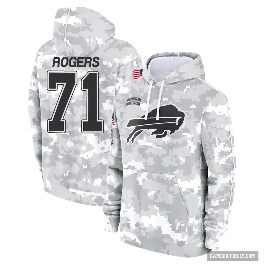 Youth ＃71 Casey Rogers Buffalo Bills Arctic Camo 2024 Salute to Service Club Fleece Pullover Hoodie