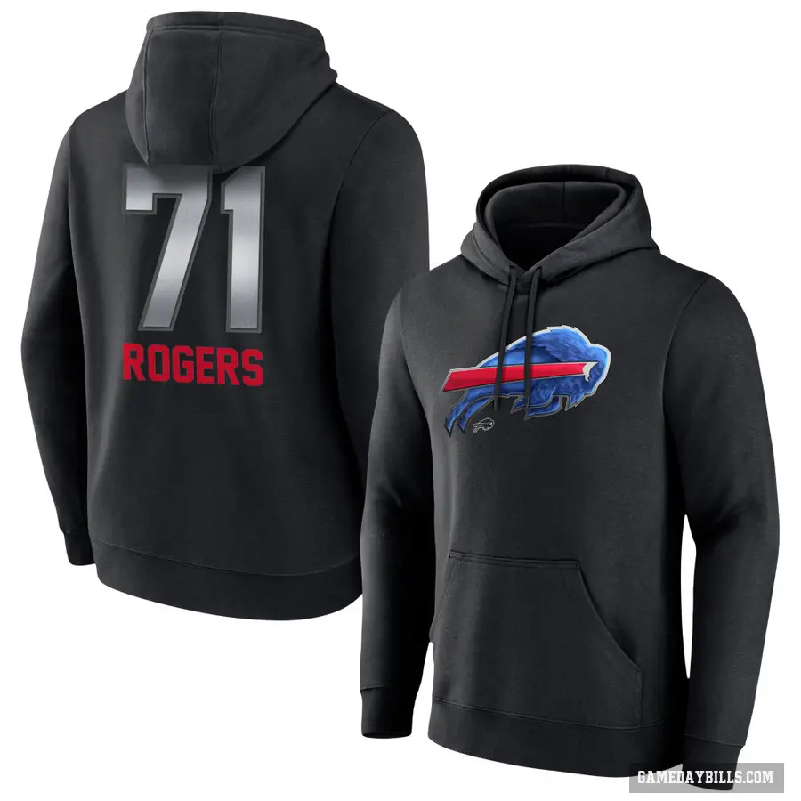 Youth ＃71 Casey Rogers Buffalo Bills Black Midnight Mascot Pullover Hoodie