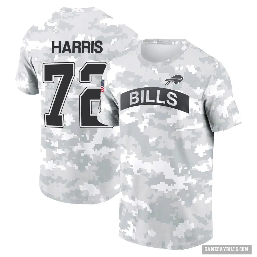 Youth ＃72 Marcus Harris Buffalo Bills Camo Arctic 2024 Salute to Service Performance T-Shirt