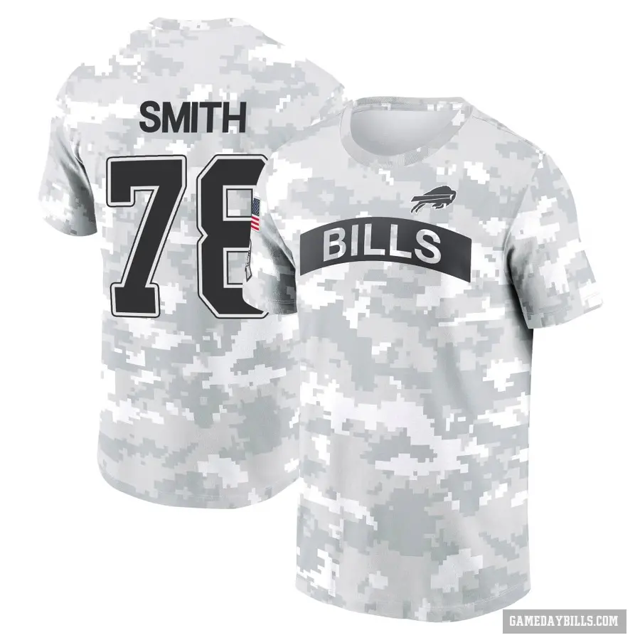 Youth ＃78 Bruce Smith Buffalo Bills Camo Arctic 2024 Salute to Service Performance T-Shirt
