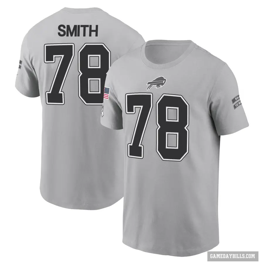 Youth ＃78 Bruce Smith Buffalo Bills Gray 2024 Salute to Service T-Shirt