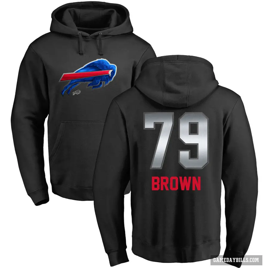 Youth ＃79 Spencer Brown Buffalo Bills Black Midnight Mascot Pullover Hoodie