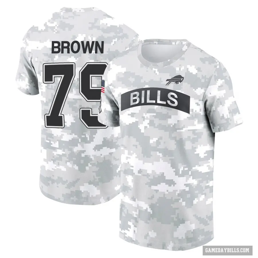 Youth ＃79 Spencer Brown Buffalo Bills Brown Arctic Camo 2024 Salute to Service Performance T-Shirt