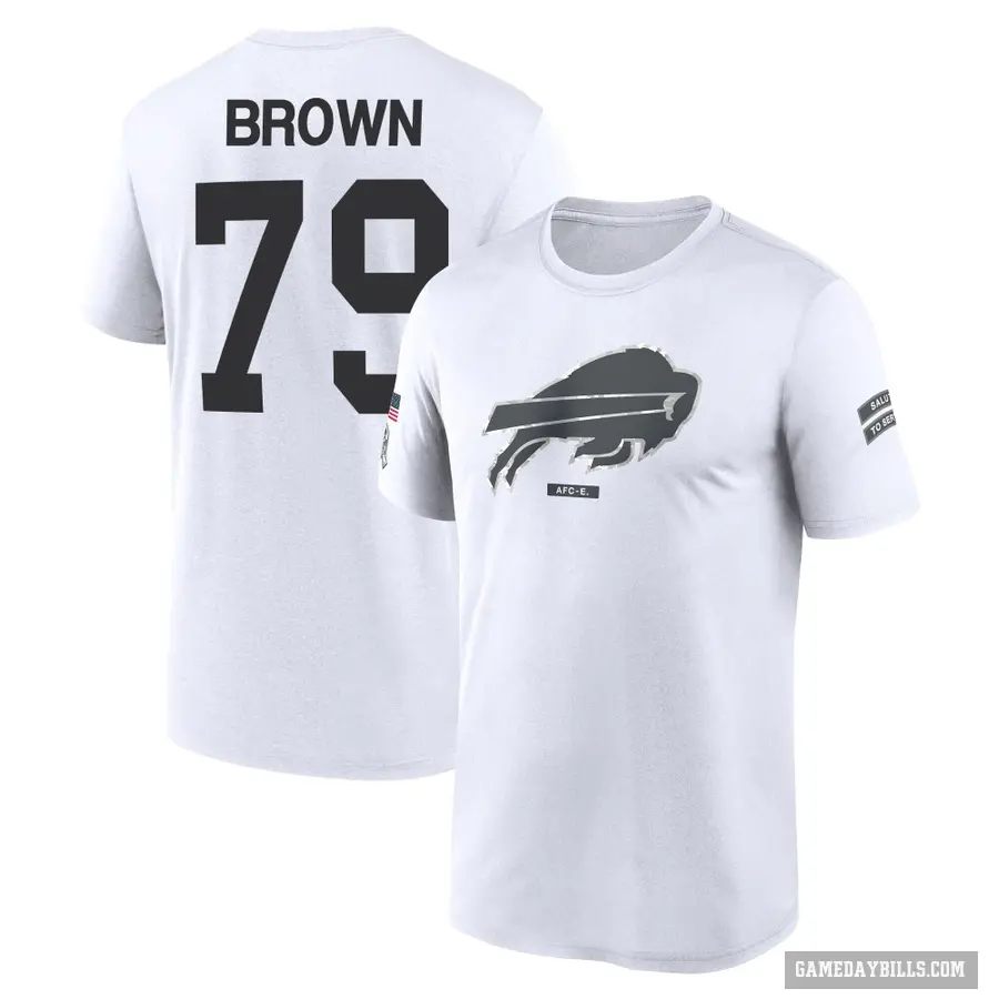 Youth ＃79 Spencer Brown Buffalo Bills White 2024 Salute to Service Performance T-Shirt