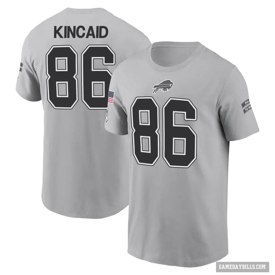 Youth ＃86 Dalton Kincaid Buffalo Bills Gray 2024 Salute to Service T-Shirt