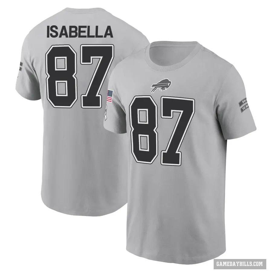 Youth ＃87 Andy Isabella Buffalo Bills Gray 2024 Salute to Service T-Shirt
