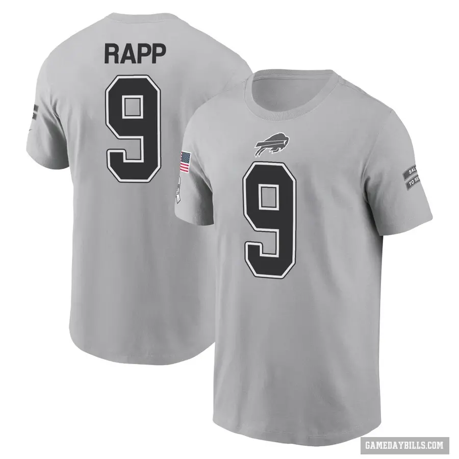 Youth ＃9 Taylor Rapp Buffalo Bills Gray 2024 Salute to Service T-Shirt