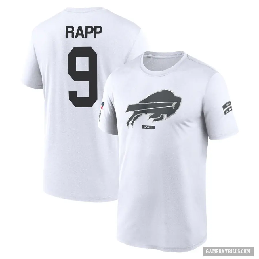 Youth ＃9 Taylor Rapp Buffalo Bills White 2024 Salute to Service Performance T-Shirt