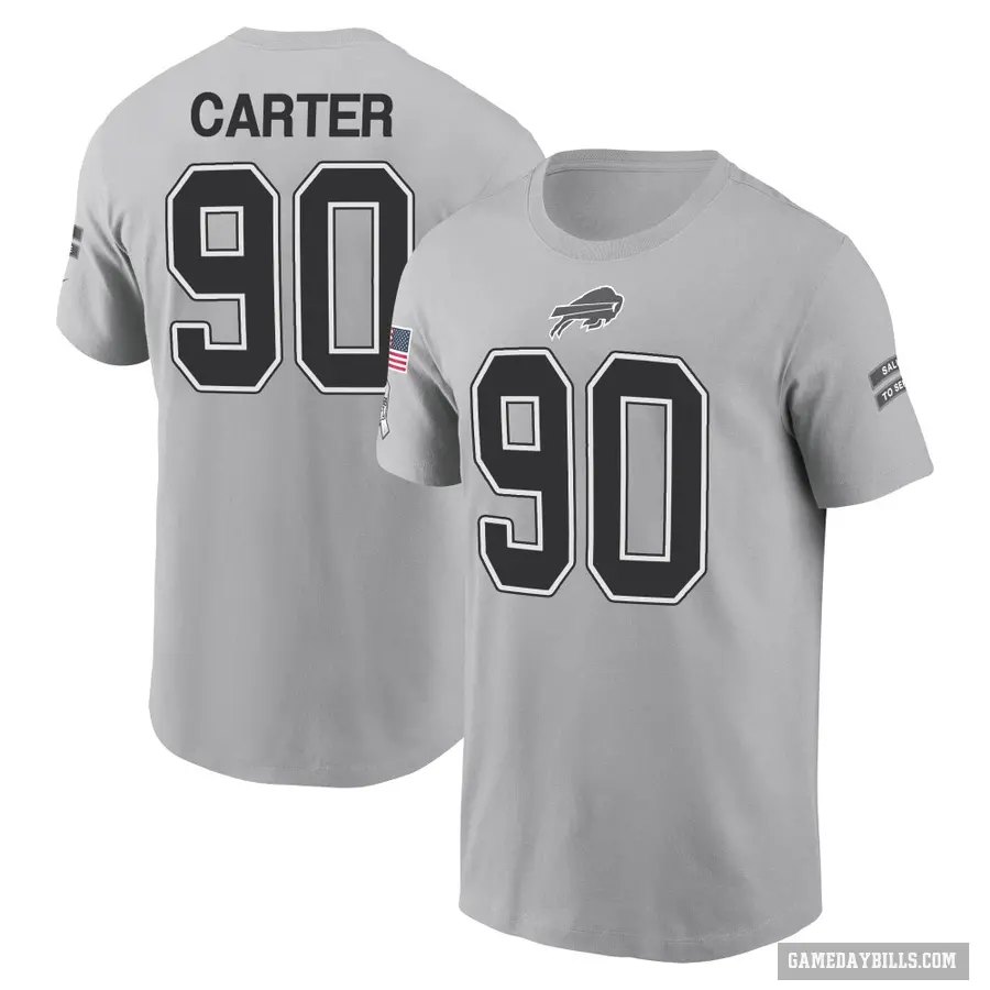 Youth ＃90 DeWayne Carter Buffalo Bills Gray 2024 Salute to Service T-Shirt