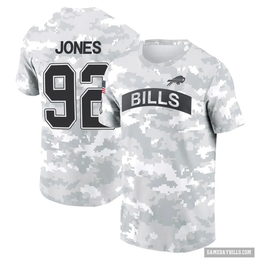 Youth ＃92 DaQuan Jones Buffalo Bills Camo Arctic 2024 Salute to Service Performance T-Shirt