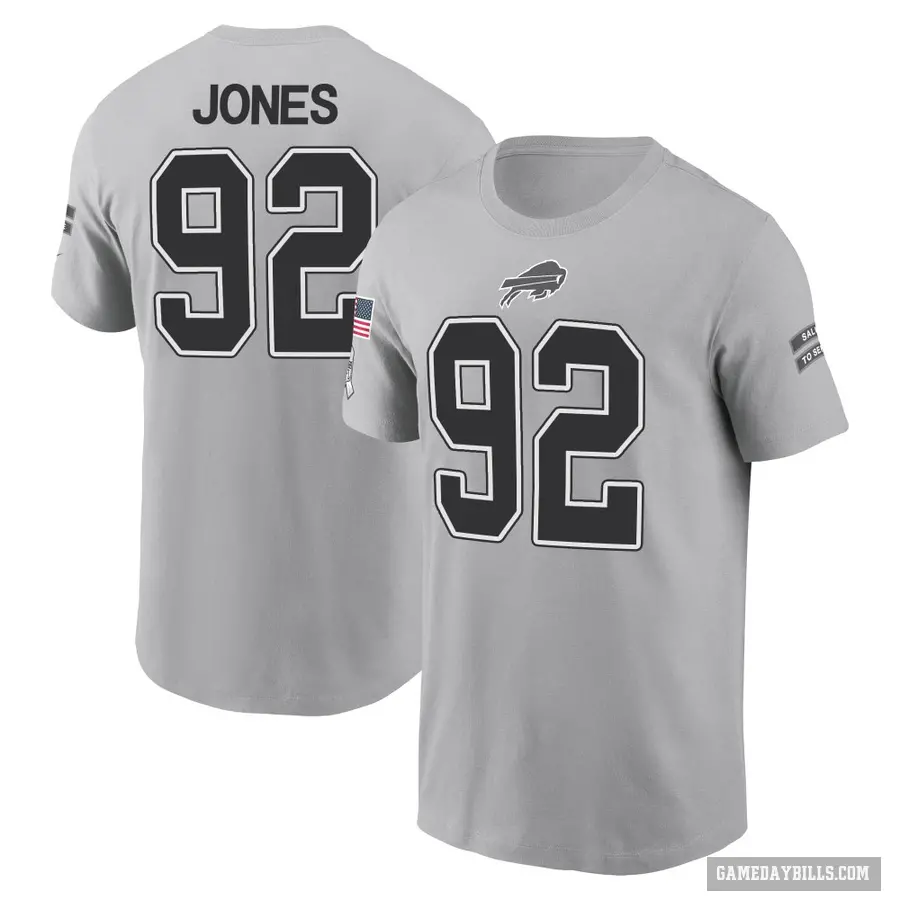 Youth ＃92 DaQuan Jones Buffalo Bills Gray 2024 Salute to Service T-Shirt