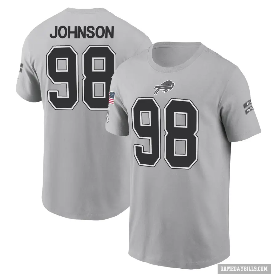 Youth ＃98 Austin Johnson Buffalo Bills Gray 2024 Salute to Service T-Shirt